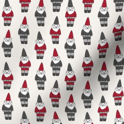 gnome fabric // winter christmas gnomes elves design mythical magic fantasy - grey and red