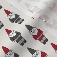 gnome fabric // winter christmas gnomes elves design mythical magic fantasy - grey and red