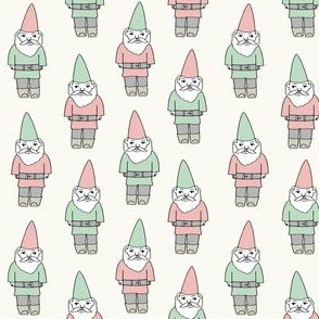 gnome fabric // winter christmas gnomes elves design mythical magic fantasy - pastel