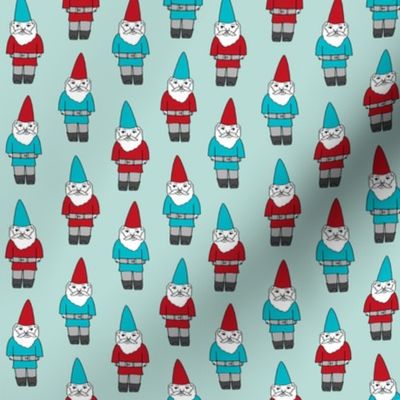 gnome fabric // winter christmas gnomes elves design mythical magic fantasy - blues
