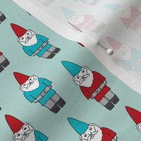 gnome fabric // winter christmas gnomes elves design mythical magic fantasy - blues