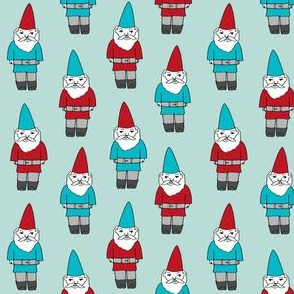 gnome fabric // winter christmas gnomes elves design mythical magic fantasy - blues