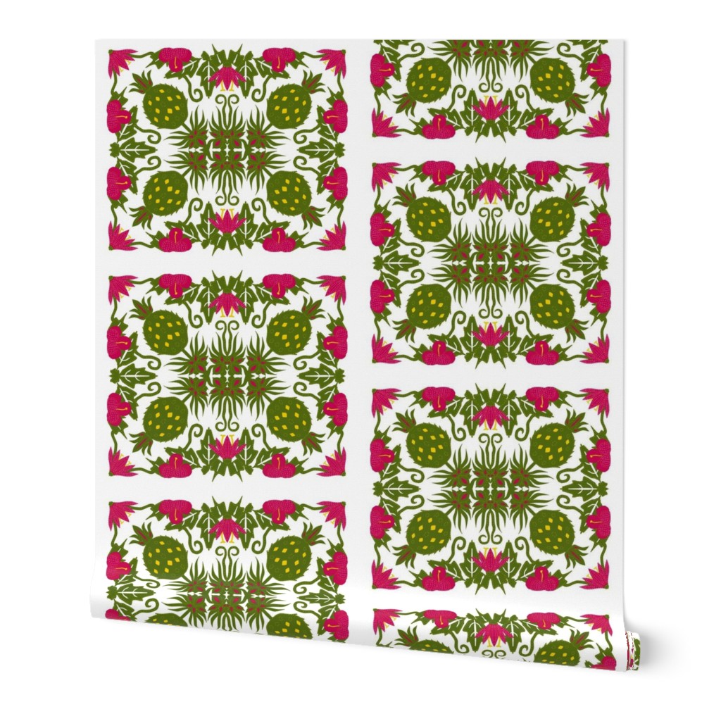 Hawaiian_Flowers_and_Pineapple_cheater_quilt_7