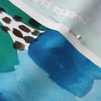 Abstract Watercolor Brushstroke in Blue Green