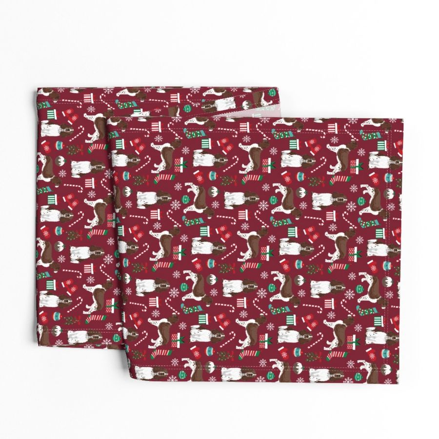 english spring spaniel dog fabric christmas dog design - ruby red