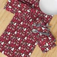 english spring spaniel dog fabric christmas dog design - ruby red