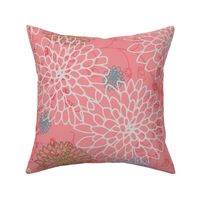 Chrysanthemum - Yellow on  Coral Pink