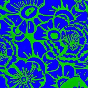 blue flower block print 01