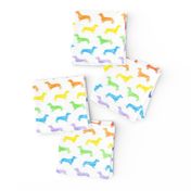 Weiner dog fabric - Dachshund -  watercolor rainbow 