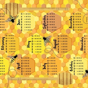 Bees on Honeycomb 2023 Calendar Tea Towel