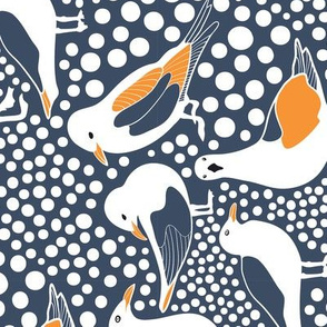 Sea Birds Bubbles Tea Towel
