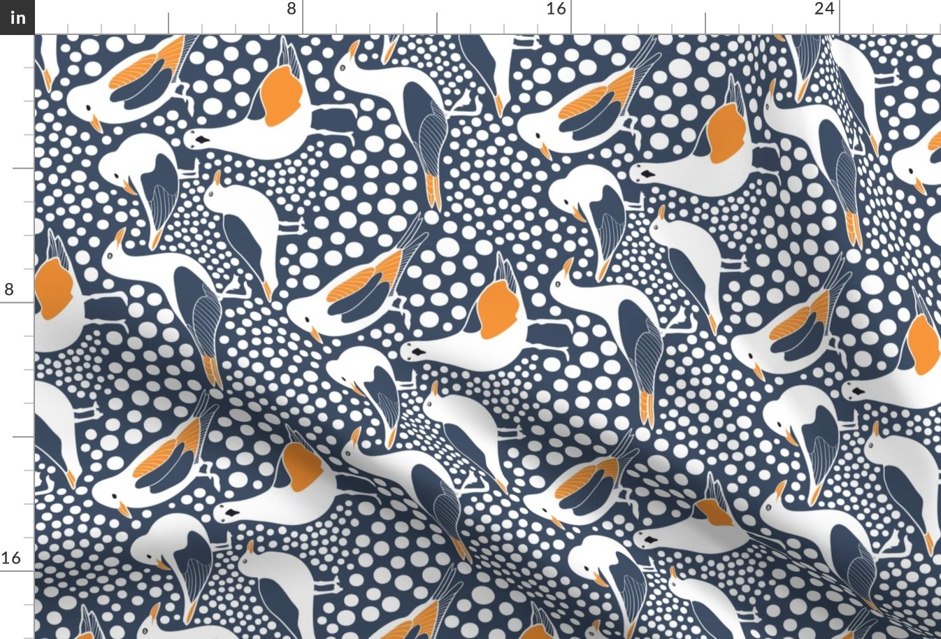 Sea Birds Bubbles Tea Towel