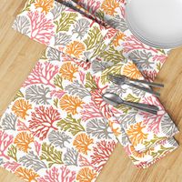 Fan Coral White Tea Towel