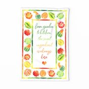 Block Print Botanical Garden Tea Towel