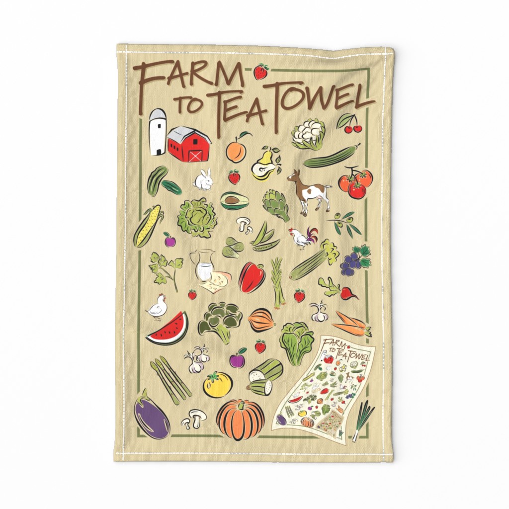 Farm to Tea Towel in a Tea Towel ©Julee Wood - TO PRINT CORRECTLY choose FAT QUARTER in any fabric 54" or wider