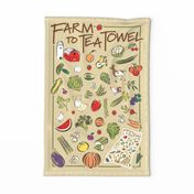 Farm to Tea Towel in a Tea Towel ©Julee Wood - TO PRINT CORRECTLY choose FAT QUARTER in any fabric 54" or wider