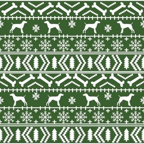 German Shorthair Pointer fair isle christmas dog silhouette fabric med green