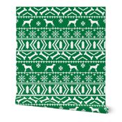 German Shorthair Pointer fair isle christmas dog silhouette fabric green