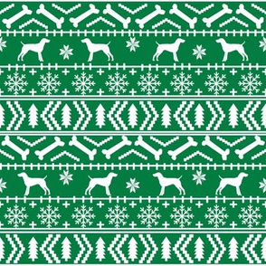 German Shorthair Pointer fair isle christmas dog silhouette fabric green
