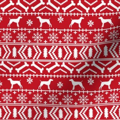 German Shorthair Pointer fair isle christmas dog silhouette fabric red