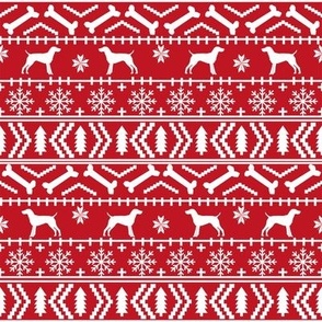 German Shorthair Pointer fair isle christmas dog silhouette fabric red