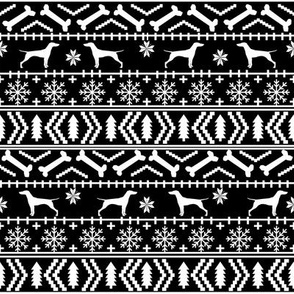 Vizsla fair isle christmas dog silhouette fabric black and white