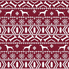 Vizsla fair isle christmas dog silhouette fabric ruby