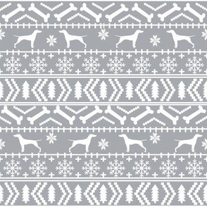 Vizsla fair isle christmas dog silhouette fabric grey