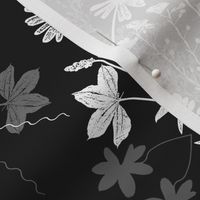 Black White Grey floral pattern