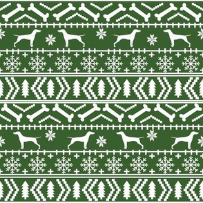 Vizsla fair isle christmas dog silhouette fabric med green