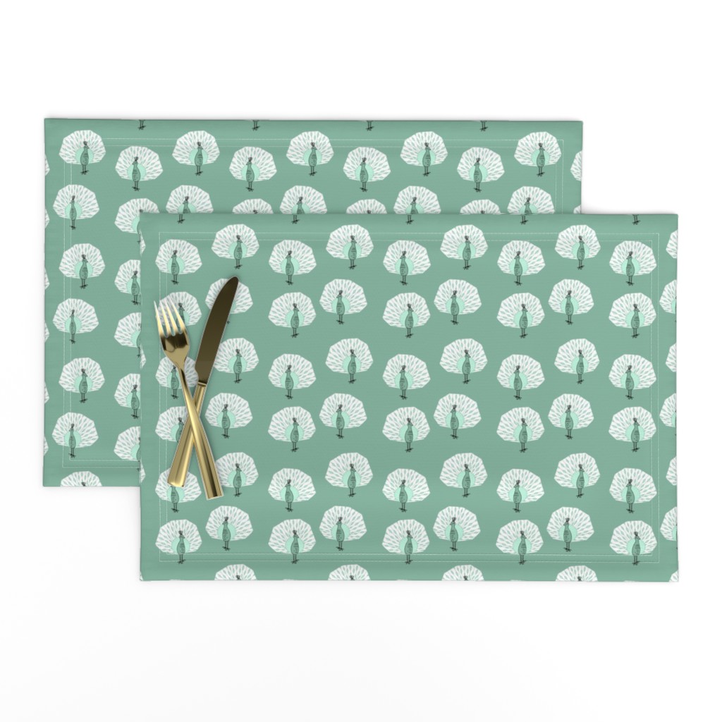 peacock fabric // bird animal peacocks nature design birder - sage