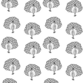 peacock fabric // bird animal peacocks nature design birder - white grey