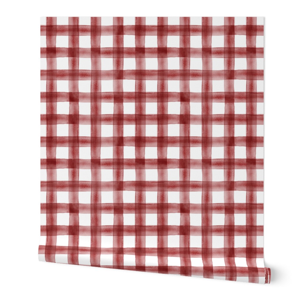 watercolor plaid || dark red