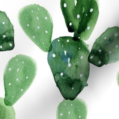 Watercolor Paddle Cactus / Large Scale