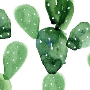 Watercolor Paddle Cactus / Large Scale