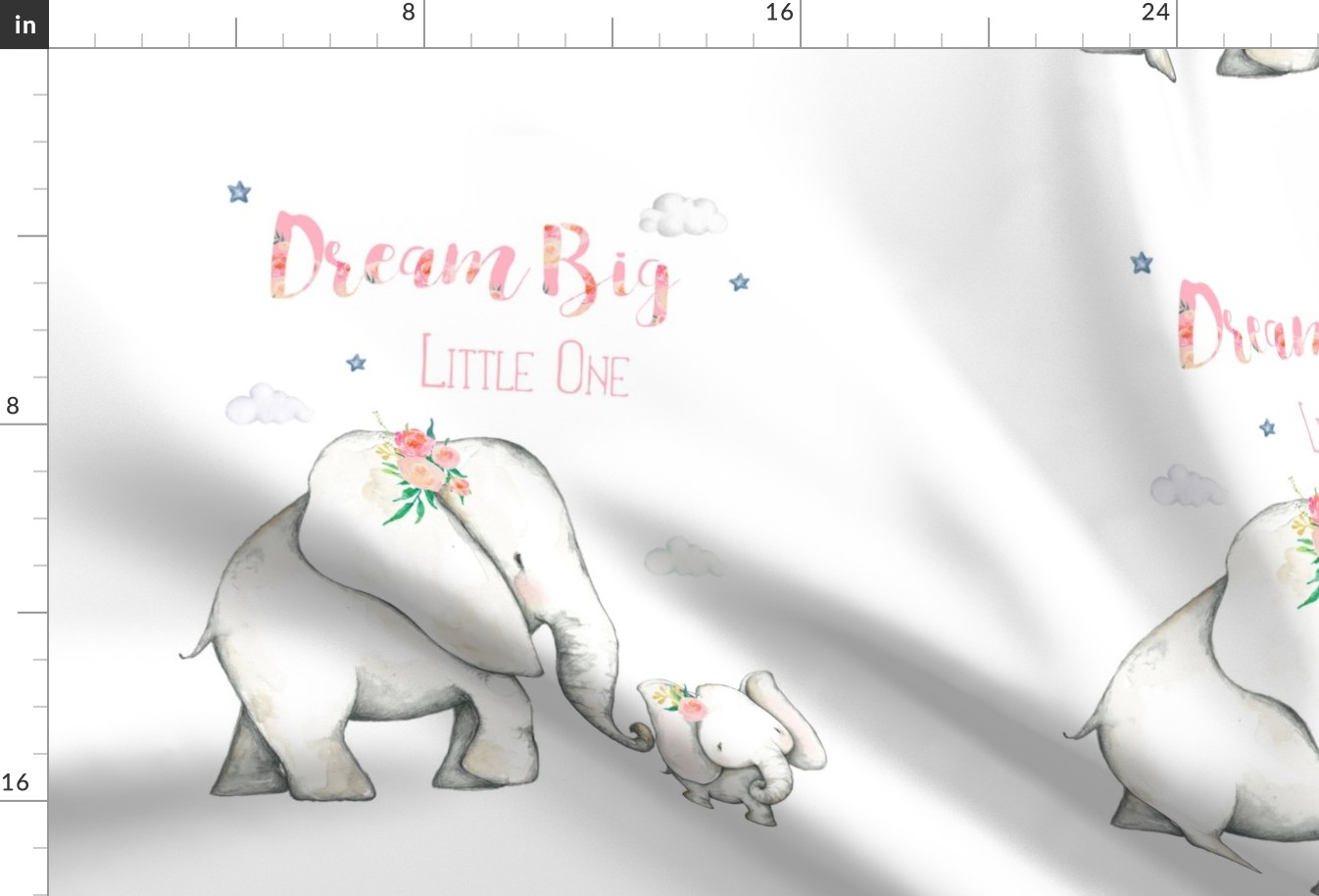 15.5" x 15.5" inside 18" / Dream Big Floral Elephant / 