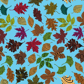 Wood Grain Leaves Tea Towel