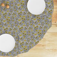 Ditsy blooms and butterflies - Yellow/Grey