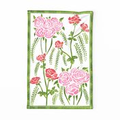 Roses Block Botanical Tea Towel