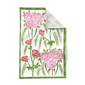 Roses Block Botanical Tea Towel