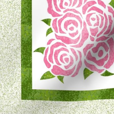 Roses Block Botanical Tea Towel