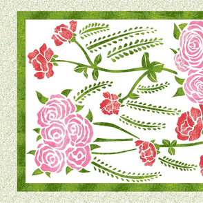 Roses Block Botanical Tea Towel