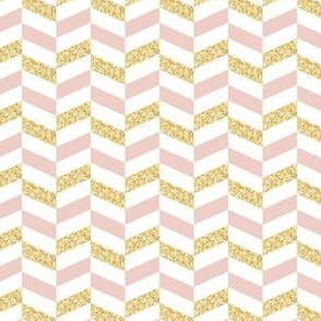Blush Pink and Mock Gold Glitter Herringbone