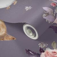 8" Owl & Florals / Lilac