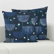 Botanical Block Print M+M Navy by Friztin