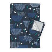 Botanical Block Print M+M Navy by Friztin