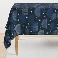 Botanical Block Print M+M Navy by Friztin