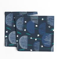 Botanical Block Print M+M Navy by Friztin