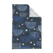 Botanical Block Print M+M Navy by Friztin