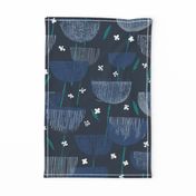 Botanical Block Print M+M Navy by Friztin